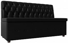 Кухонный прямой диван Вента (полностью экокожа черная) - Фото предпросмотра