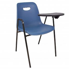 Стул Venezia (4 высокие ножки с подлокотниками + столик TLT), каркас черный, синий - Фото предпросмотра