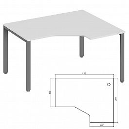 Эргономичный стол правый Trend Metal 140x120x75 белый - Фото предпросмотра