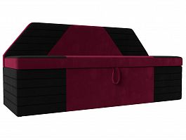 Кухонный прямой диван Дуглас (основа микровельвет бордовый, компаньон микровельвет черный) - Фото предпросмотра
