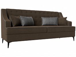 Прямой диван Марк (полностью рогожка коричневая, кант рогожка серая, подушки рогожка КОР/СЕР) - Фото предпросмотра