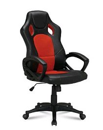 Кресло компьютерное BRABIX Rider EX-544, экокожа черная/ткань красная, 531583 "Кресла для персонала"  ТК-001857000003 красный/черный - Фото предпросмотра