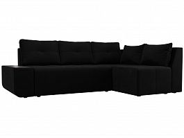 Угловой диван Амадэус правый (полностью микровельвет черный) - Фото предпросмотра