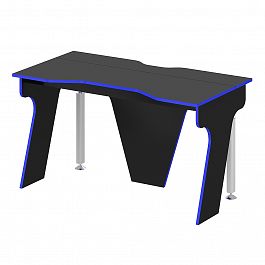Стол для геймера "Геймерские столы" ПК-ПРА-СТГ135Х70М/Ц-В1-1113 черный шагрень+синяя кромка - Фото предпросмотра