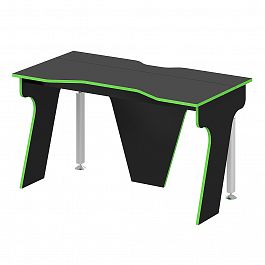 Стол для геймера "Геймерские столы" ПК-ПРА-СТГ135Х70М/Ц-В1-1112 черный шагрень+зеленая кромка - Фото предпросмотра