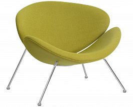 Кресло дизайнерское DOBRIN EMILY (светло-зеленая ткань AF3, хромированная сталь) - Фото предпросмотра