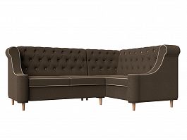 Угловой диван Бронкс правый (полностью рогожка коричневая) - Фото предпросмотра
