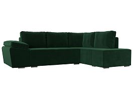 Угловой диван Хьюго угол правый (полностью велюр зеленый) - Фото предпросмотра