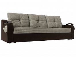 Прямой диван Меркурий еврокнижка (основа рогожка Корфу 02, компаньон микровельвет коричневый) - Фото предпросмотра