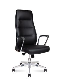 Кресло офисное / Nancy black / алюминиевая  база / черная экокожа - Фото предпросмотра