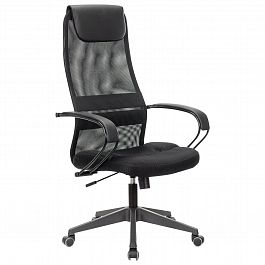 Кресло офисное BRABIX PREMIUM "Stalker EX-608 PL", ткань-сетка/кожзам, черное, 532090 - Фото предпросмотра