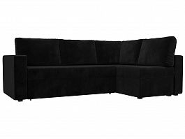 Угловой диван Оливер правый (полностью велюр черный) - Фото предпросмотра