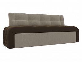Кухонный прямой диван Люксор (основа микровельвет коричневый, компаньон микровельвет бежевый) - Фото предпросмотра