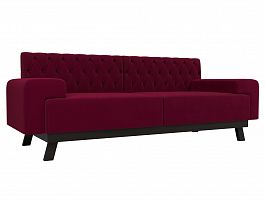 Прямой диван Мюнхен Люкс (полностью микровельвет бордовый) - Фото предпросмотра