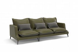 Rey диван прямой трехместный замша зеленый/серый - Фото предпросмотра