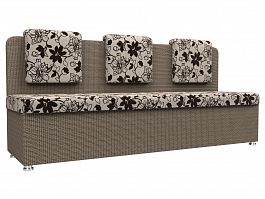 Кухонный прямой диван Маккон 3-х местный (основа Рогожка Цветы, компаньон рогожка Корфу 03) - Фото предпросмотра