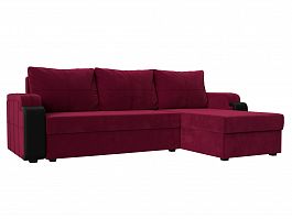 Угловой диван Николь Лайт (основа микровельвет бордовый, компаньон экокожа черная) - Фото предпросмотра
