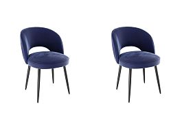 Набор стульев Моли (2 шт.) CHS.N.04.2146 синий (велюр)/черный - Фото предпросмотра