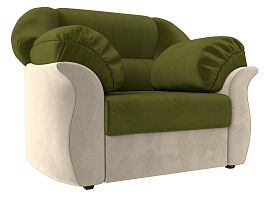 Кресло Карнелла (основа микровельвет зеленый, компаньон микровельвет бежевый) - Фото предпросмотра