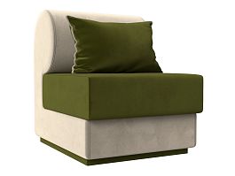 Кресло Кипр (основа микровельвет зеленый, компаньон микровельвет бежевый, подушка микровельвет зеленый, кант бежевый) - Фото предпросмотра