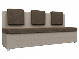 Кухонный прямой диван Маккон 3-х местный (основа рогожка коричневая, компаньон рогожка бежевая) - Фото предпросмотра