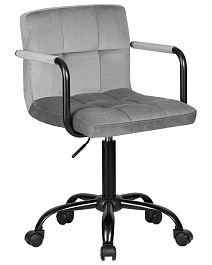 Офисное кресло для персонала DOBRIN TERRY BLACK (серый велюр (MJ9-75)) - Фото предпросмотра