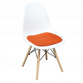 Подушка на стул, галета, велюр оранжевый - Фото предпросмотра