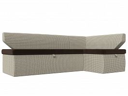 Кухонный угловой диван Омура правый (основа микровельвет коричневый, компаньон рогожка Корфу 02) - Фото предпросмотра