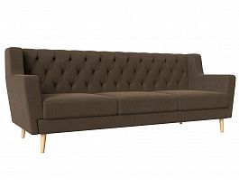 Прямой диван Брайтон 3 Люкс (полностью рогожка коричневая) - Фото предпросмотра