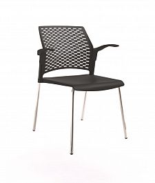 REWIND стул с открытыми подлокотниками каркас хром/пластик черный "Кресла для посетителей"  ТК-001854000019 черный - Фото предпросмотра