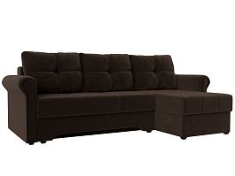 Угловой диван Леон правый (полностью микровельвет коричневый) - Фото предпросмотра