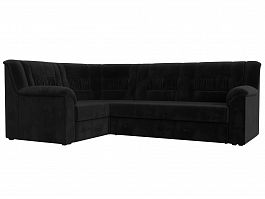 Угловой диван Карелия левый угол (полностью велюр черный) - Фото предпросмотра