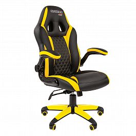 Кресло компьютерное СН GAME 15, экокожа, черное/желтое, 7028512 - Фото предпросмотра