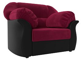 Кресло Карнелла (основа микровельвет бордовый, компаньон экокожа черная) - Фото предпросмотра