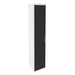 Onix Шкаф высокий узкий левый O.SU-1.10 R (L) black Белый бриллиант/Стекло black 400*420*1977 - Фото предпросмотра