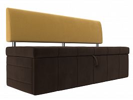 Кухонный прямой диван Стоун (основа микровельвет коричневый, компаньон микровельвет желтый) - Фото предпросмотра