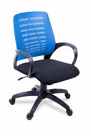 Кресло оператора НЕО спинка сетка синяя, сидение ткань черная, крестовина пластик,  механизм ТОП-ГАН "Компьютерные кресла" ТК-002985001094 синий / черный - Фото предпросмотра