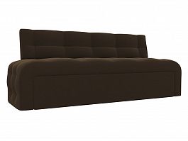 Кухонный прямой диван Люксор (полностью микровельвет коричневый) - Фото предпросмотра