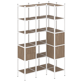 Loft Угловой внутренний стеллаж наборный VR.L-35 Дуб аризона/Белый металл 1278*862*2280 - Фото предпросмотра