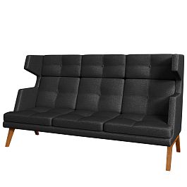 Трехместный диван с высокой спинкой Artis 205x94x117 чёрный - Фото предпросмотра