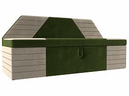 Кухонный прямой диван Дуглас (основа микровельвет зеленый, компаньон микровельвет бежевый) - Фото предпросмотра