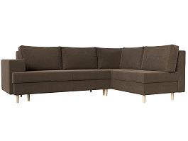 Угловой диван Сильвана правый (полностью рогожка коричневая) - Фото предпросмотра