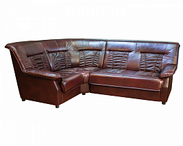 Угловой диван "Сиеста 1с2 левый" кожа+иск.кожа, без механизма - Фото предпросмотра