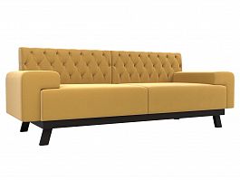 Прямой диван Мюнхен Люкс (полностью микровельвет желтый) - Фото предпросмотра