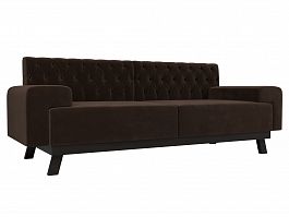 Прямой диван Мюнхен Люкс (полностью микровельвет коричневый) - Фото предпросмотра