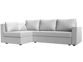Угловой диван Мансберг левый (полностью экокожа белая) - Фото предпросмотра