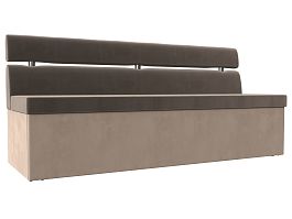 Кухонный прямой диван Классик (основа велюр коричневый, компаньон велюр бежевый) - Фото предпросмотра