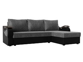 Угловой диван Меркурий Лайт (основа рогожка серая, компаньон экокожа черная) - Фото предпросмотра