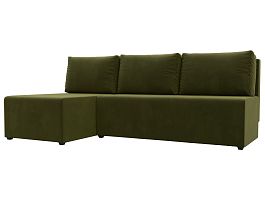 Угловой диван Поло левый (полностью микровельвет зеленый) - Фото предпросмотра