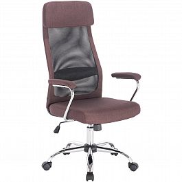 Кресло офисное BRABIX "Flight EX-540", хром, ткань, сетка, коричневое, 531849 - Фото предпросмотра